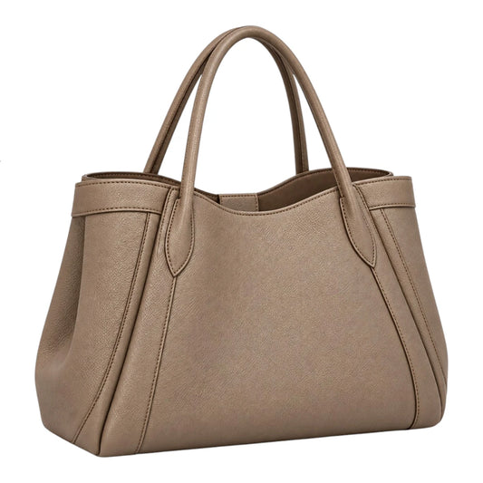 PrimePurse Verona Taupe Faux Leather Tote Handbag