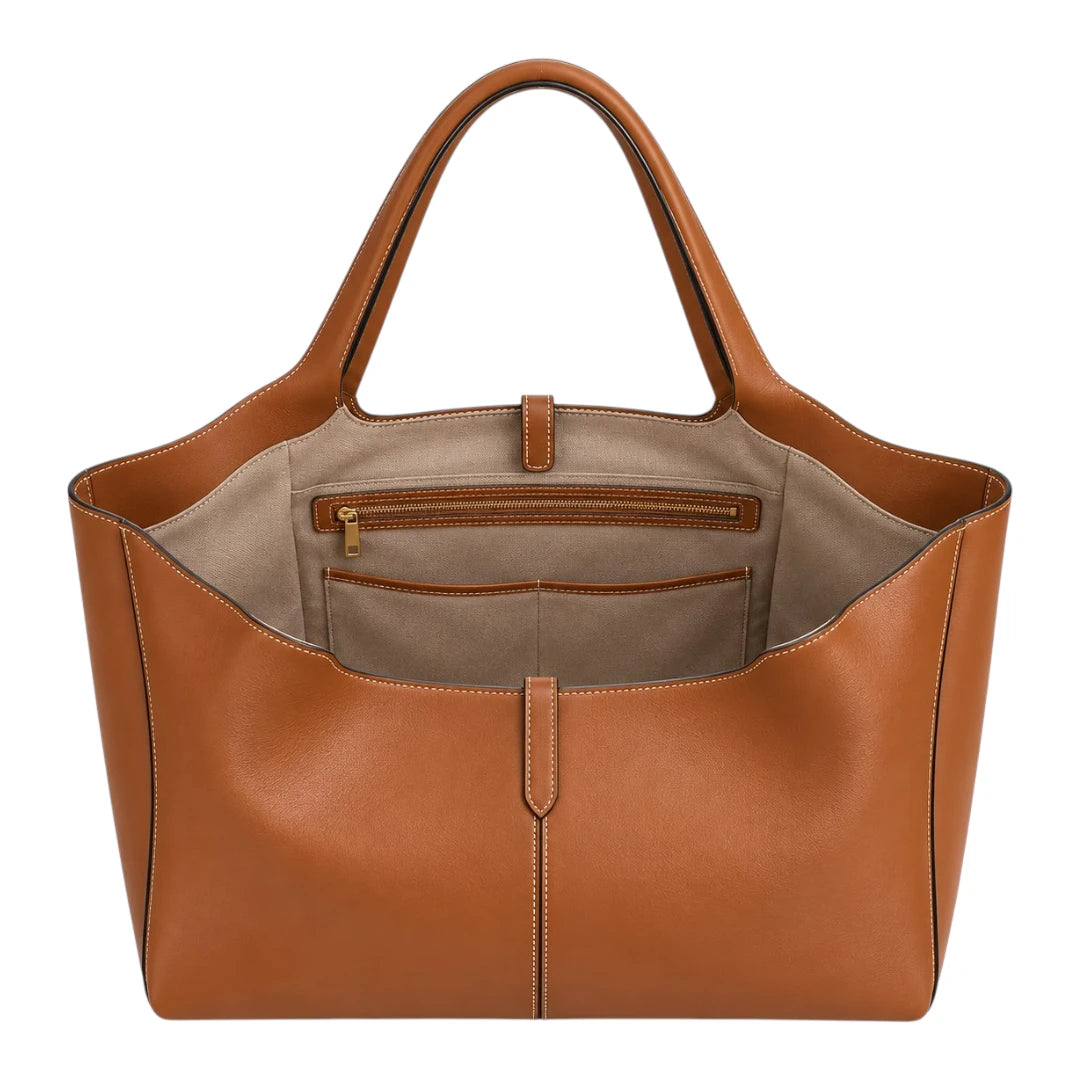 PrimePurse Aurelia Tan Faux Leather Tote Handbag