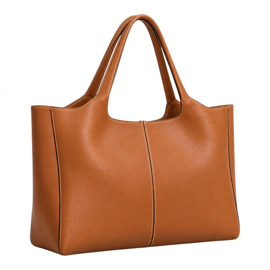 PrimePurse Aurelia Tan Faux Leather Tote Handbag