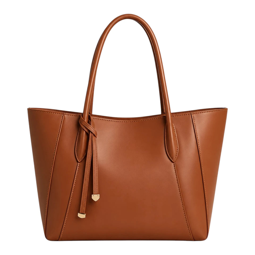 PrimePurse Carina Tan Faux Leather Tote Handbag
