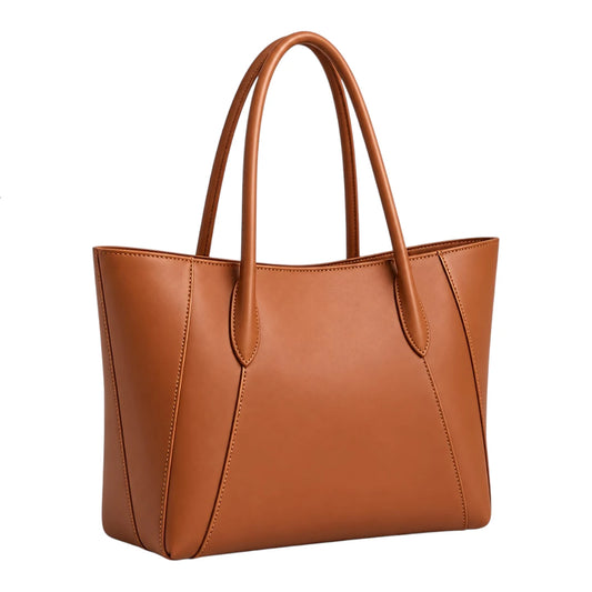 PrimePurse Carina Tan Faux Leather Tote Handbag