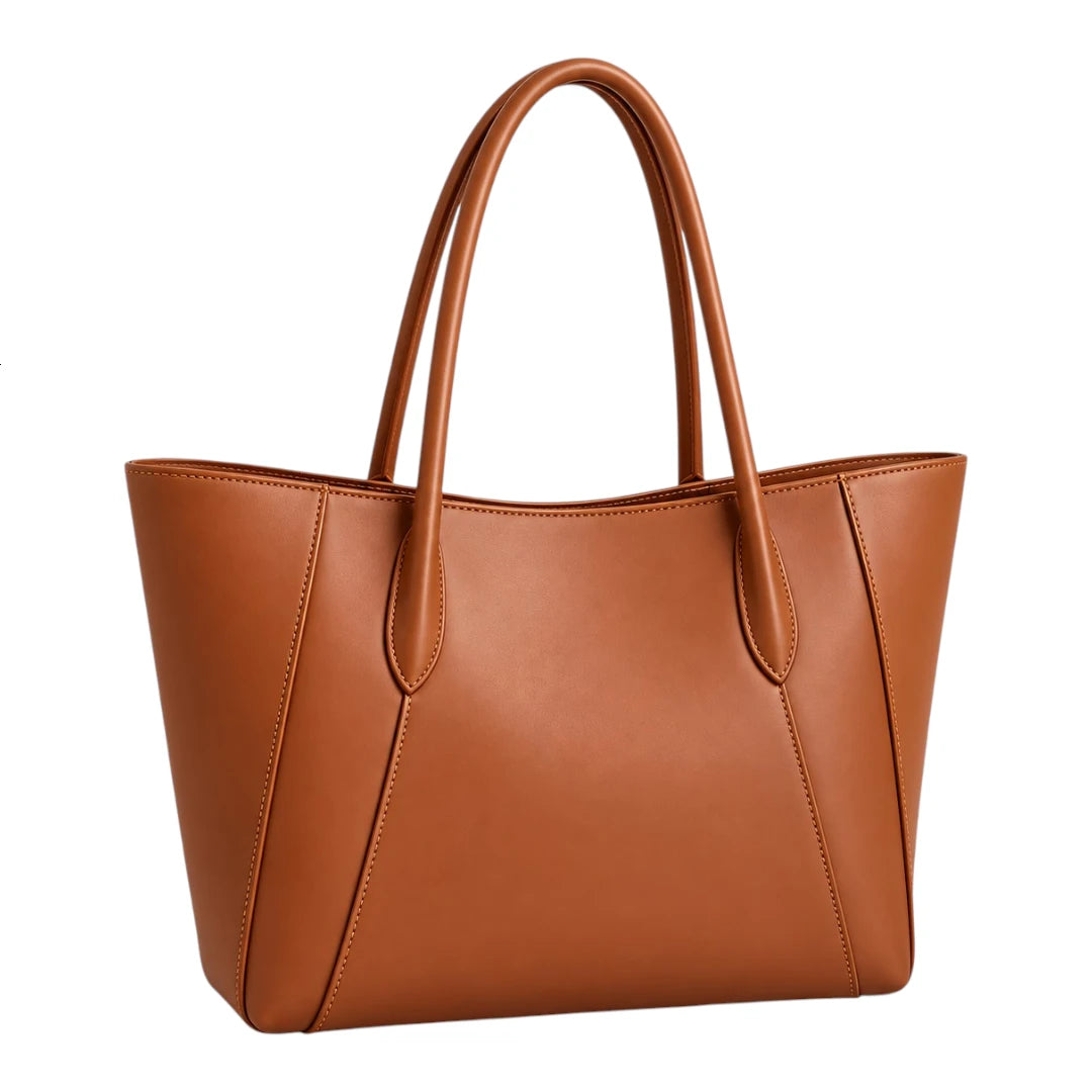 PrimePurse Carina Tan Faux Leather Tote Handbag
