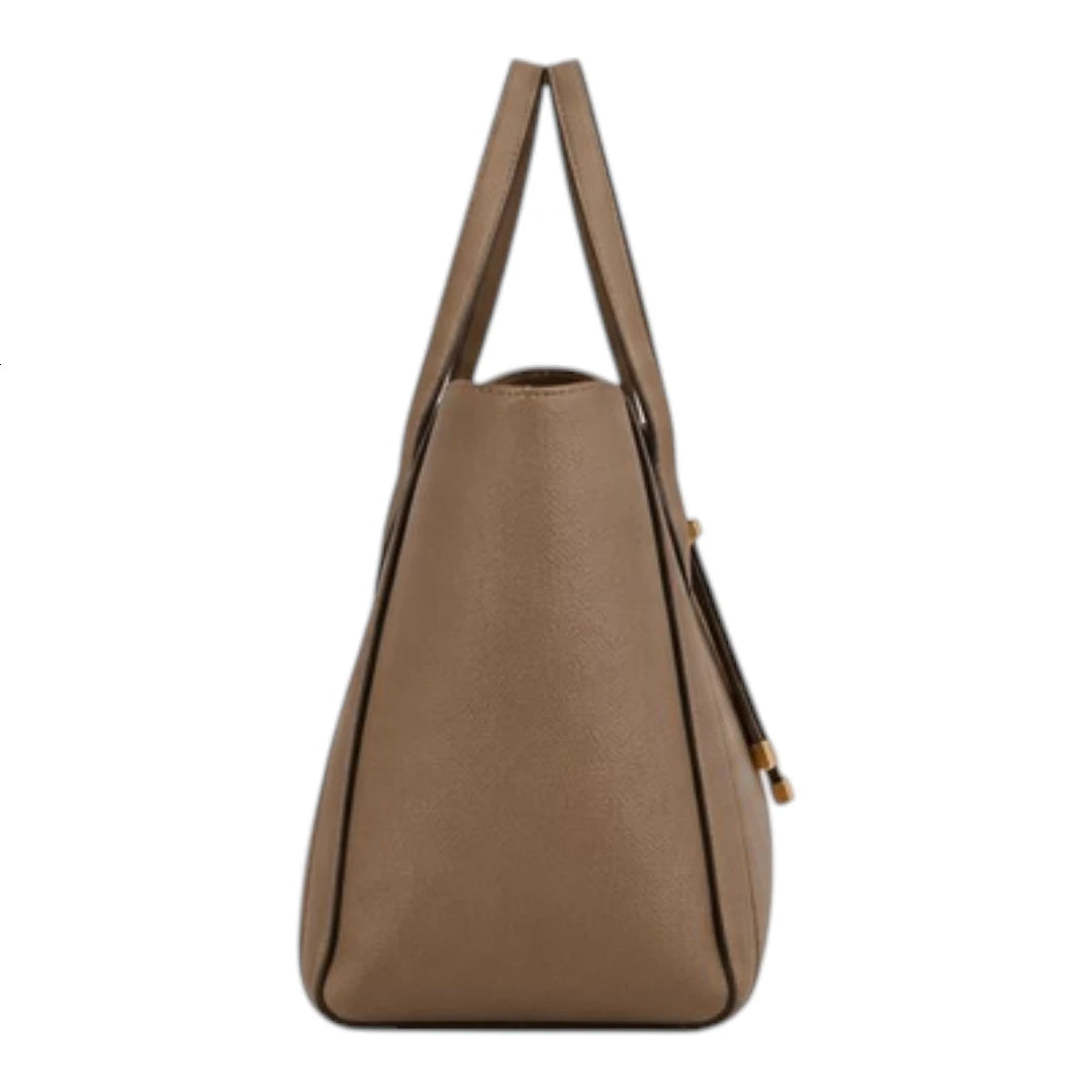PrimePurse Elara Taupe Faux Leather Tote Handbag