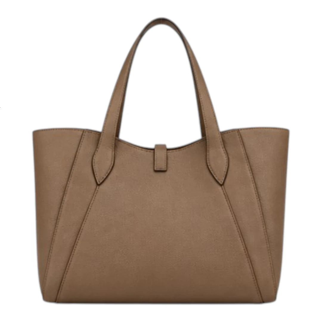 PrimePurse Elara Taupe Faux Leather Tote Handbag