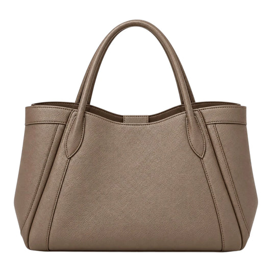 PrimePurse Verona Taupe Faux Leather Tote Handbag